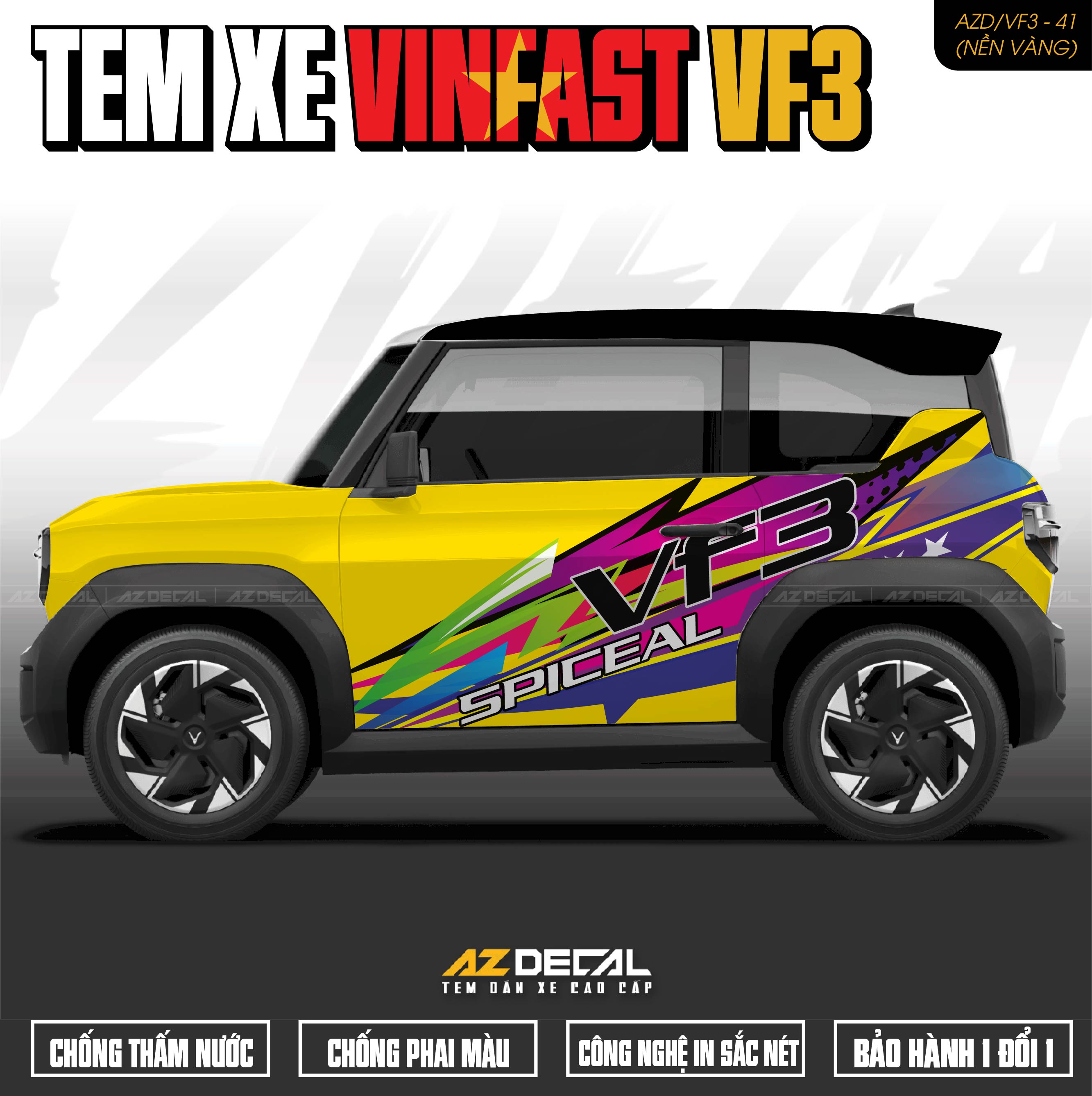 Tem Xe Vinfast VF3 Mẫu VF3-41 Spiceal - Thiết Kế Theo Yêu Cầu