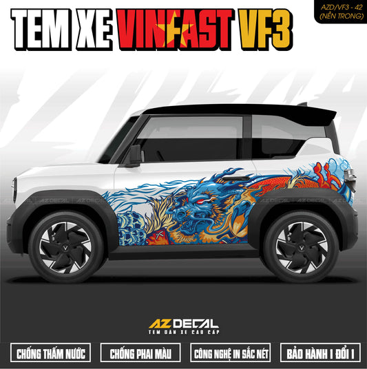 Tem Xe Vinfast VF3 Mẫu VF3-42 Rồng - Thiết Kế Theo Yêu Cầu