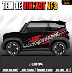 Tem Xe Vinfast VF3 Mẫu VF3-46 Sport - Thiết Kế Theo Yêu Cầu