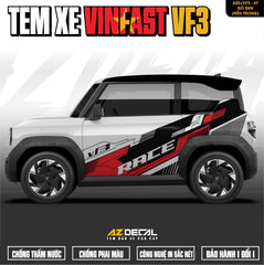 Tem Xe Vinfast VF3 Mẫu VF3-47 Sport - Thiết Kế Theo Yêu Cầu