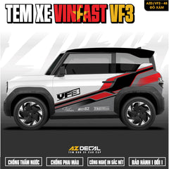 Tem Xe Vinfast VF3 Mẫu VF3-48 Sport - Thiết Kế Theo Yêu Cầu