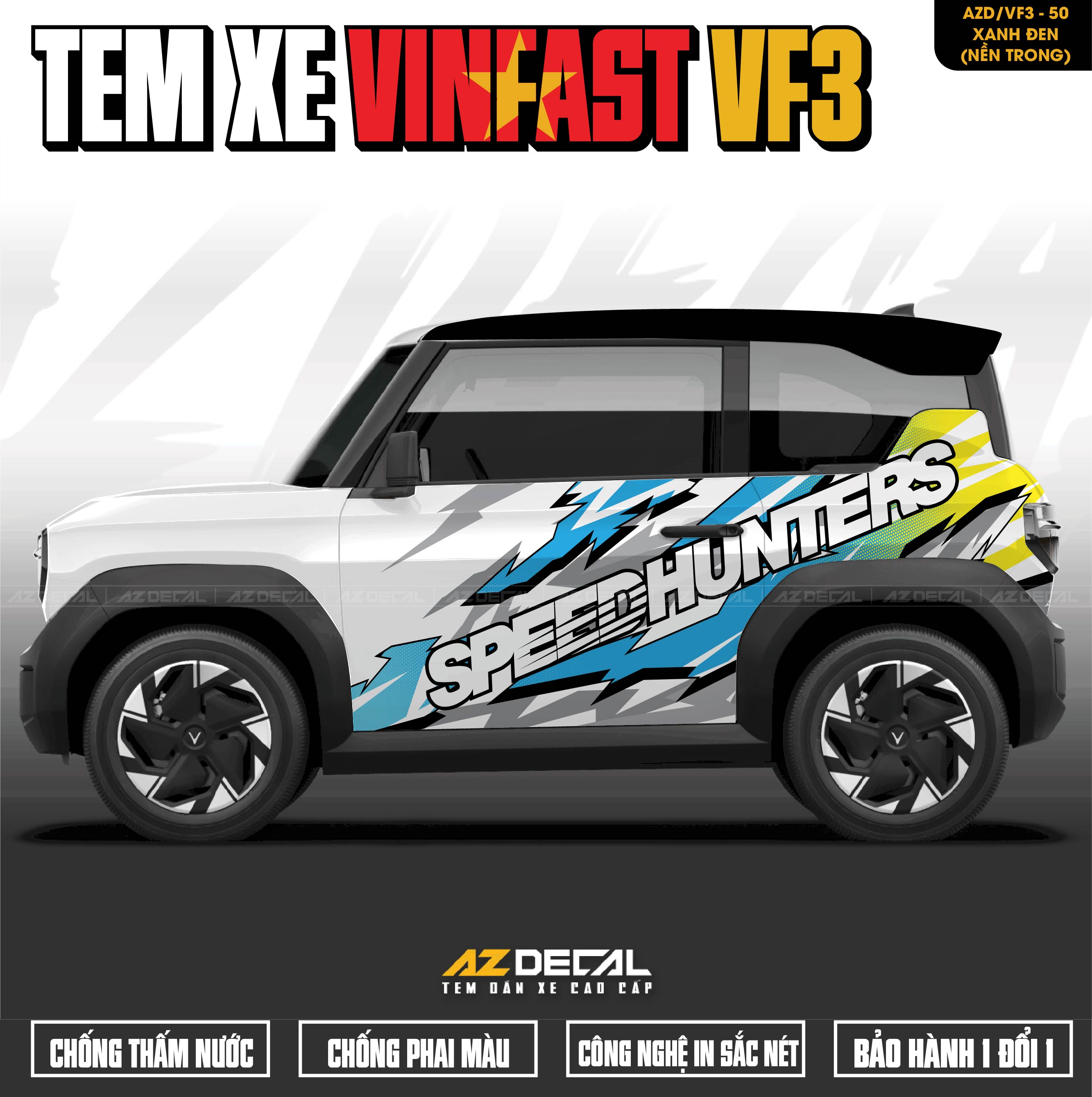 Tem Xe Vinfast VF3 Mẫu VF3-50 Sport - Thiết Kế Theo Yêu Cầu