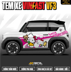 Tem Xe Vinfast VF3 Mẫu VF3-51 Hello Kitty - Thiết Kế Theo Yêu Cầu
