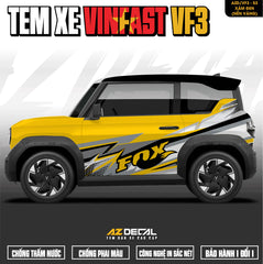 Tem Xe Vinfast VF3 Mẫu VF3-53 FOX - Thiết Kế Theo Yêu Cầu