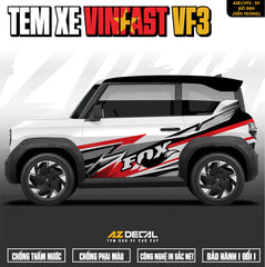 Tem Xe Vinfast VF3 Mẫu VF3-53 FOX - Thiết Kế Theo Yêu Cầu