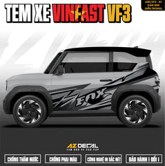 Tem Xe Vinfast VF3 Mẫu VF3-53 FOX - Thiết Kế Theo Yêu Cầu