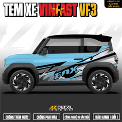 Tem Xe Vinfast VF3 Mẫu VF3-53 FOX - Thiết Kế Theo Yêu Cầu