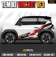 Tem Xe Vinfast VF3 Mẫu VF3-55 Sport - Thiết Kế Theo Yêu Cầu
