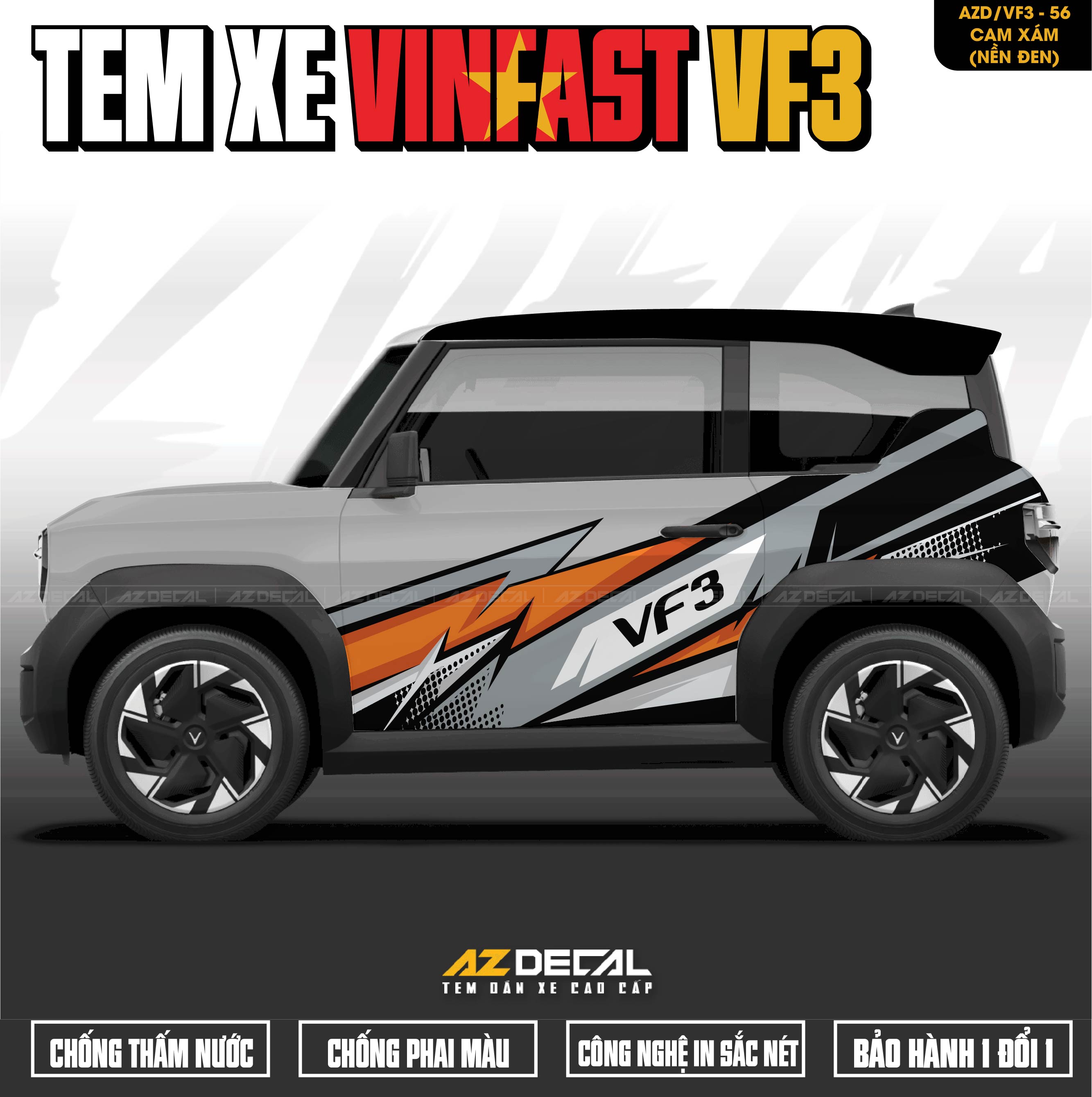 Tem Xe Vinfast VF3 Mẫu VF3-56 Sport - Thiết Kế Theo Yêu Cầu