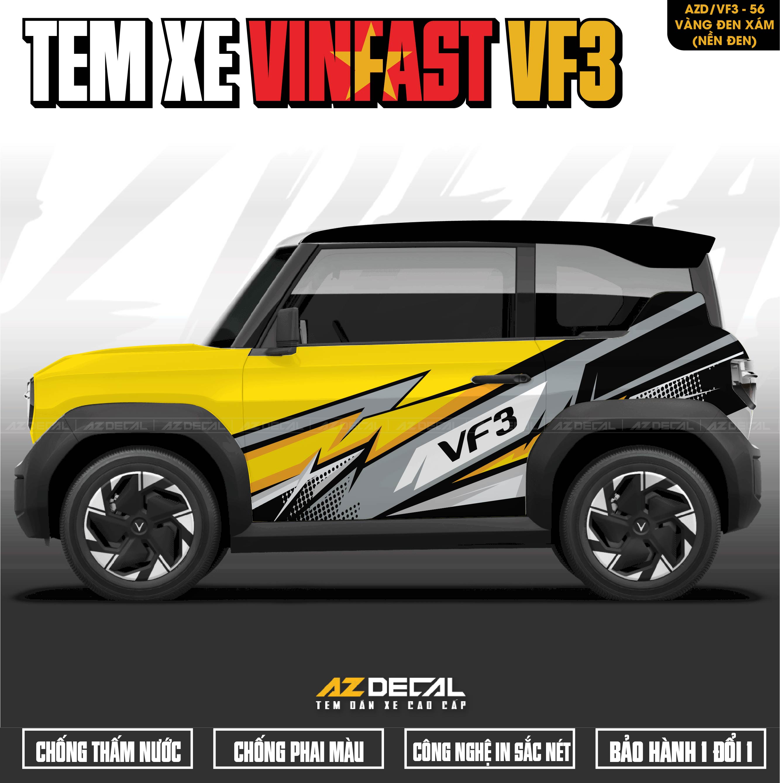 Tem Xe Vinfast VF3 Mẫu VF3-56 Sport - Thiết Kế Theo Yêu Cầu
