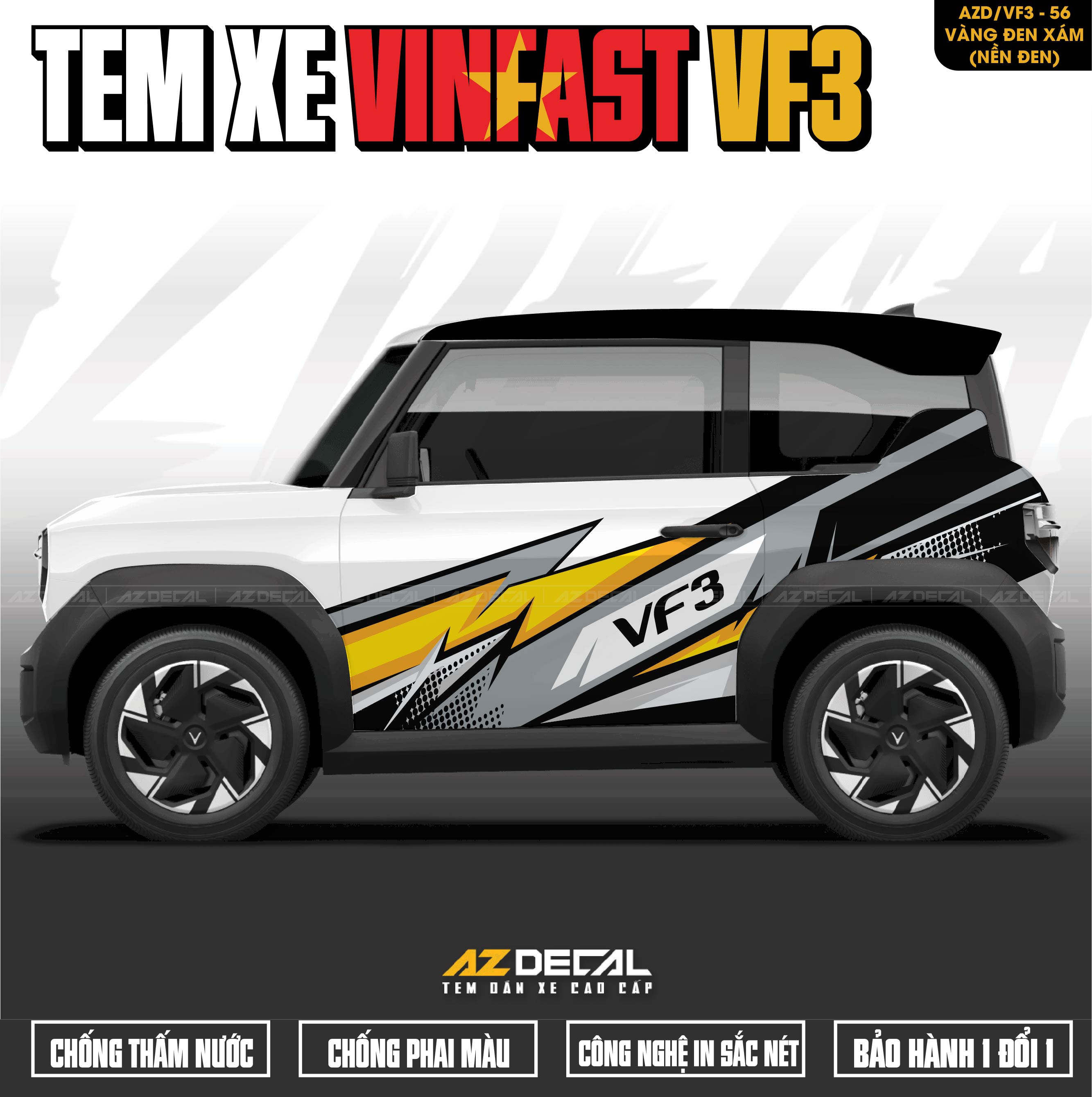 Tem Xe Vinfast VF3 Mẫu VF3-56 Sport - Thiết Kế Theo Yêu Cầu