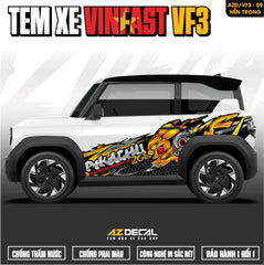 Tem Xe Vinfast VF3 Mẫu VF3-59 Pikachu - Thiết Kế Theo Yêu Cầu