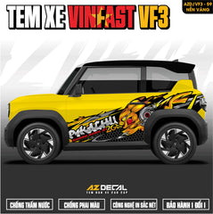 Tem Xe Vinfast VF3 Mẫu VF3-59 Pikachu - Thiết Kế Theo Yêu Cầu