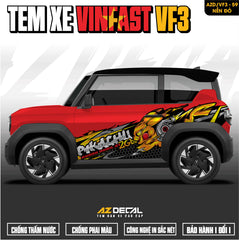 Tem Xe Vinfast VF3 Mẫu VF3-59 Pikachu - Thiết Kế Theo Yêu Cầu