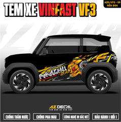 Tem Xe Vinfast VF3 Mẫu VF3-59 Pikachu - Thiết Kế Theo Yêu Cầu