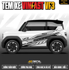 Tem Xe Vinfast VF3 Mẫu VF3-60 Sport - Thiết Kế Theo Yêu Cầu