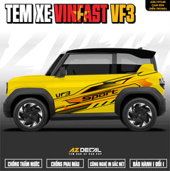 Tem Xe Vinfast VF3 Mẫu VF3-60 Sport - Thiết Kế Theo Yêu Cầu