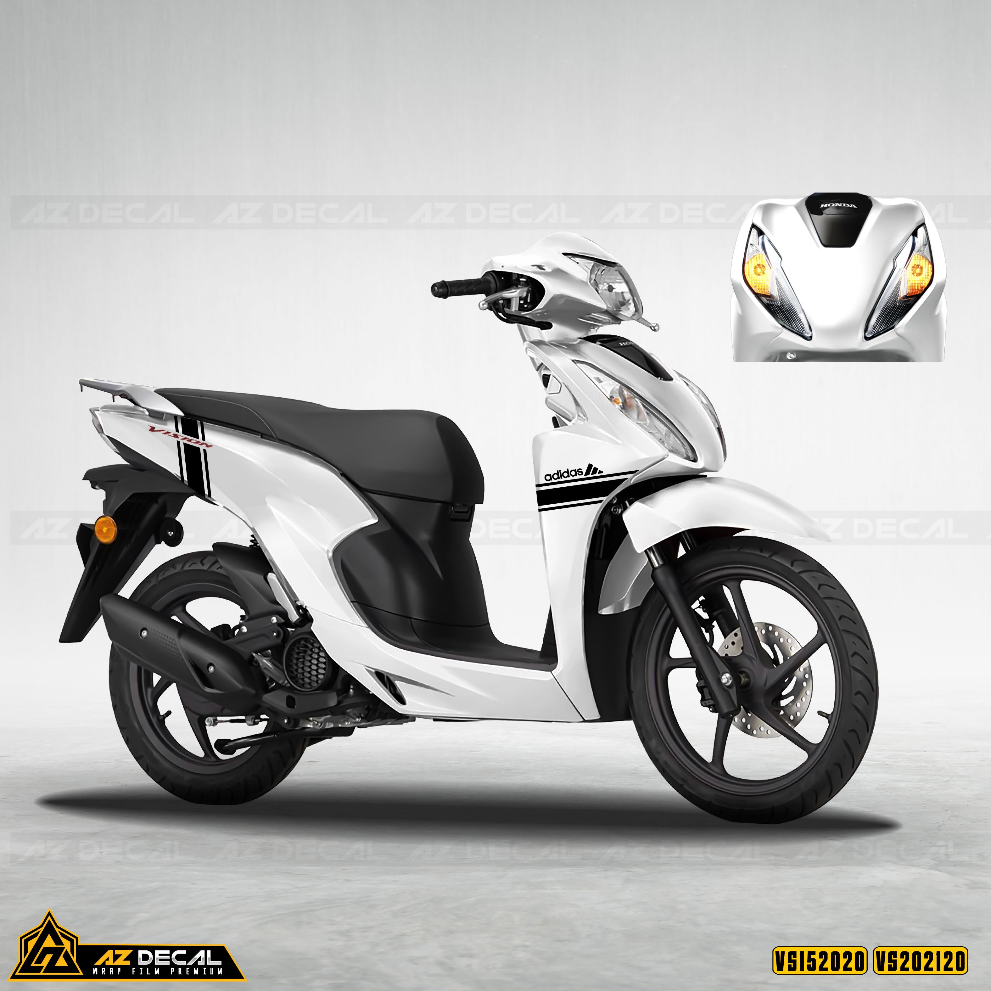 Dán tem Vision 2021 mẫu Adidas màu đen cho xe trắng