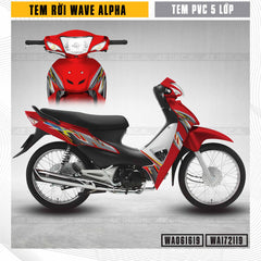 Tem dán xe Wave Alpha đỏ mẫu WA19