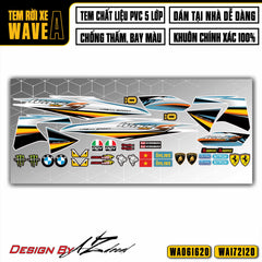 Tem dán xe Wave Alpha màu cam xanh (nền trắng)