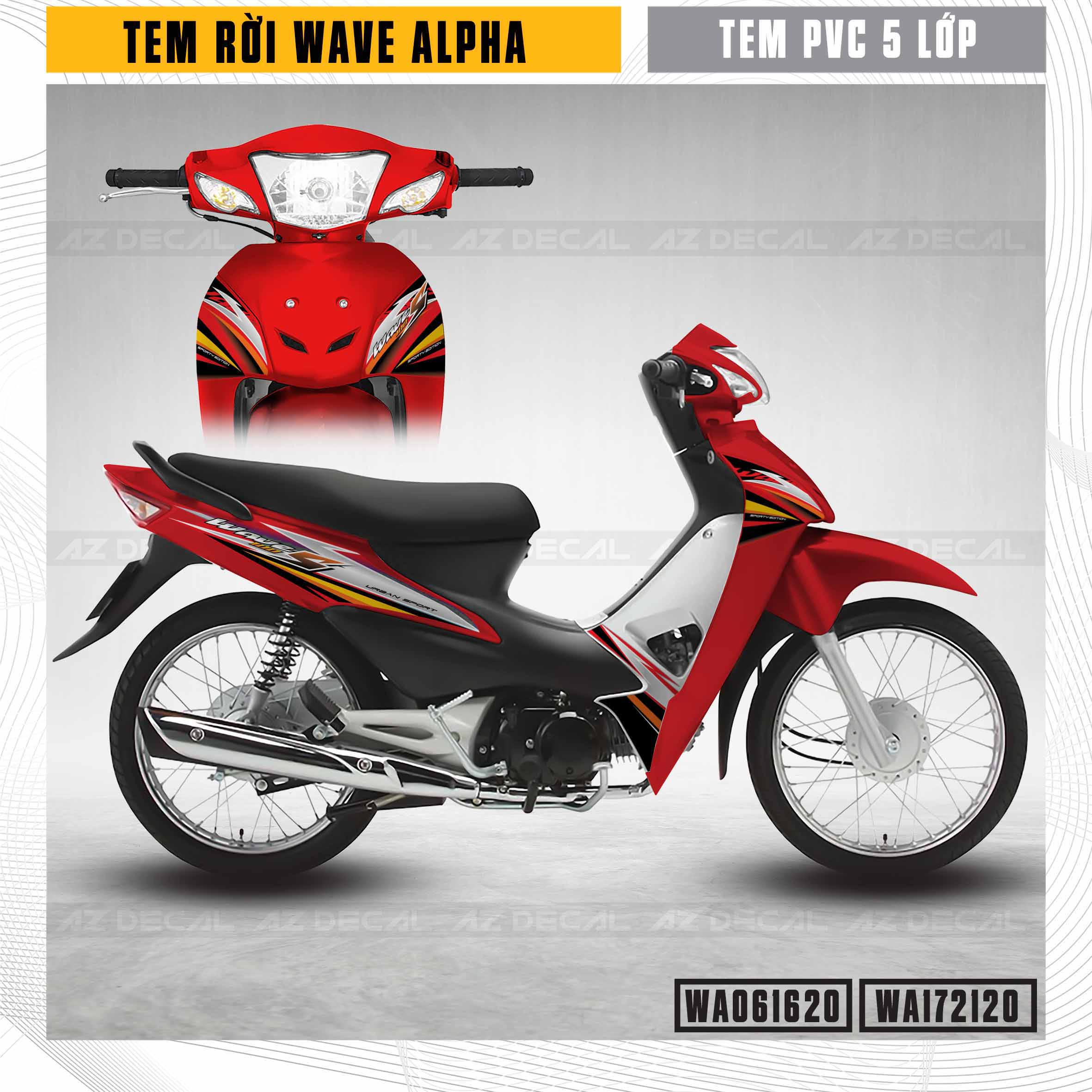 Tem xe Wave A màu đỏ mẫu S100