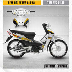 Tem dán xe Wave Alpha trắng đẹp mẫu WA12