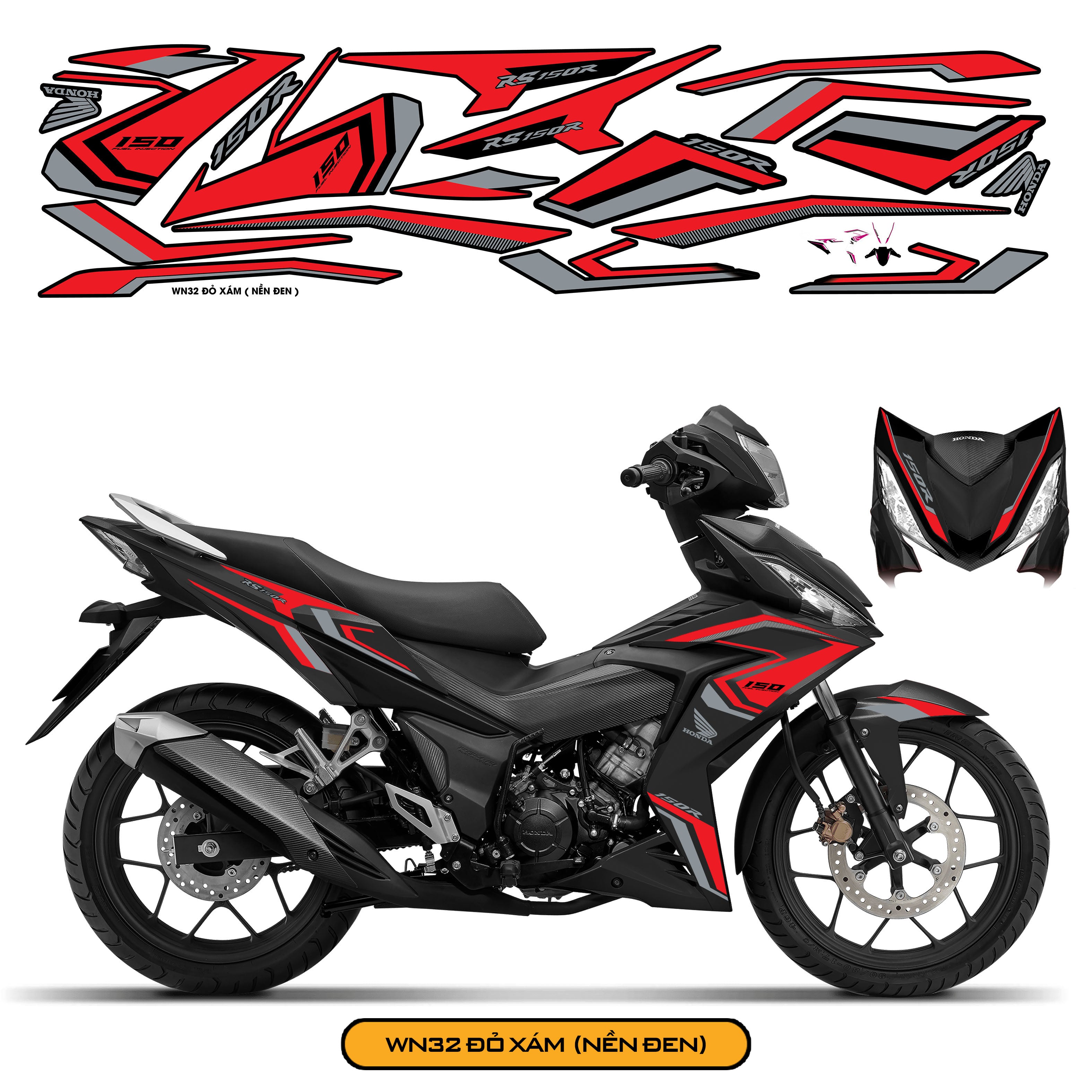 Tem Xe Winner 150 Thiết Kế Phong Cách màu đỏ