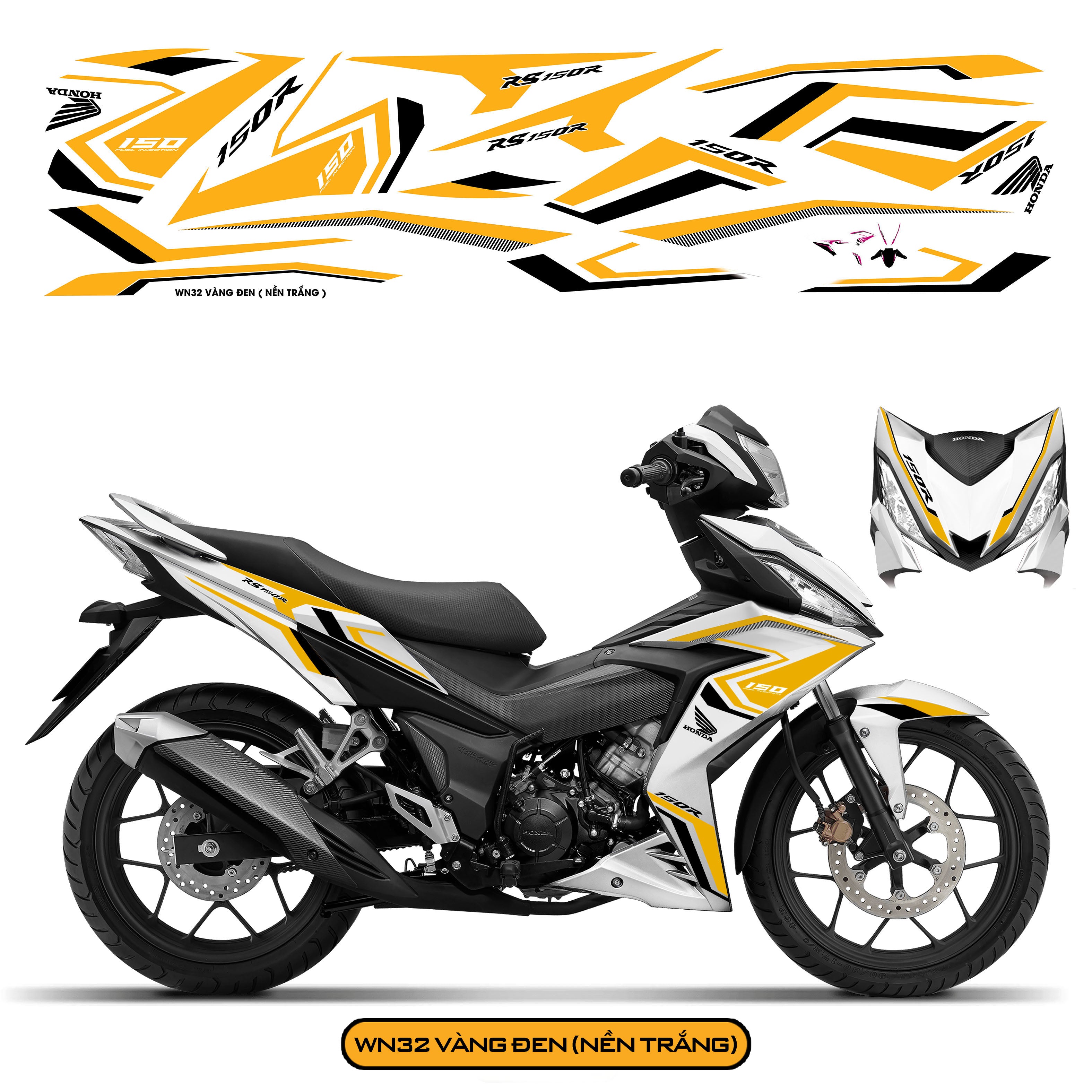 Tem Xe Winner 150 Thiết Kế Phong Cách màu vàng