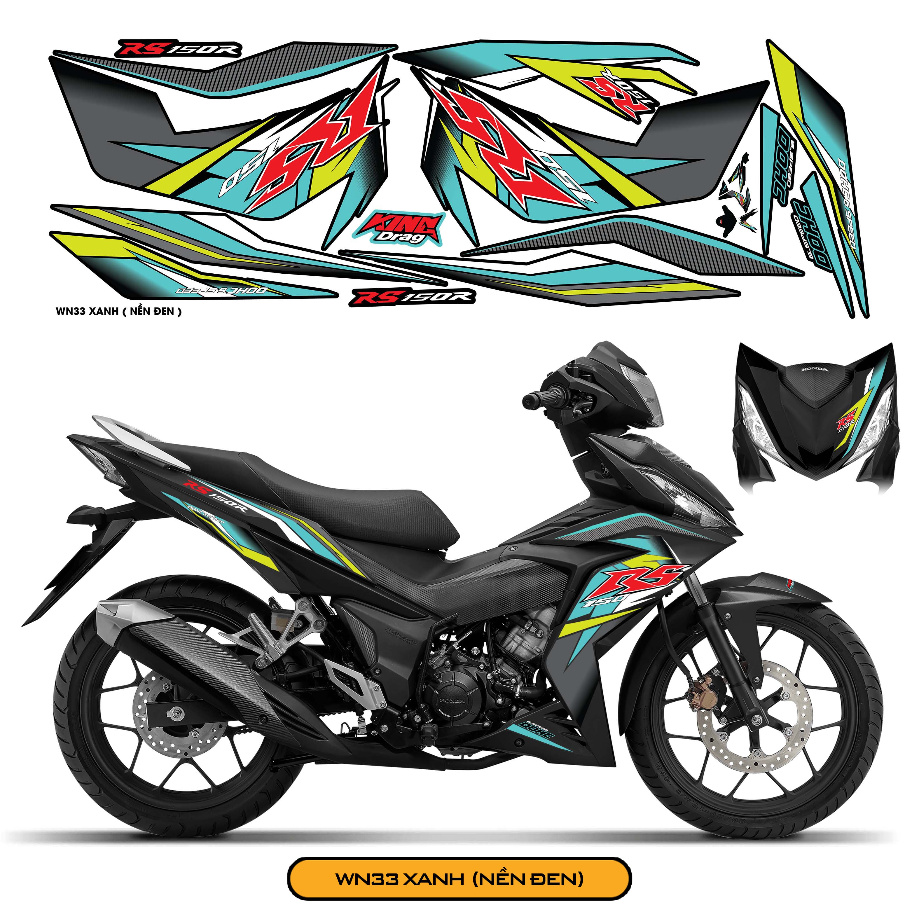 Tem Xe Winner 150 Thiết Kế Sport màu xanh