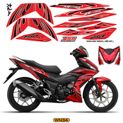 Tem Xe Winner 150 Thiết Kế Ngọn Lửa Cách Điệu màu đỏ