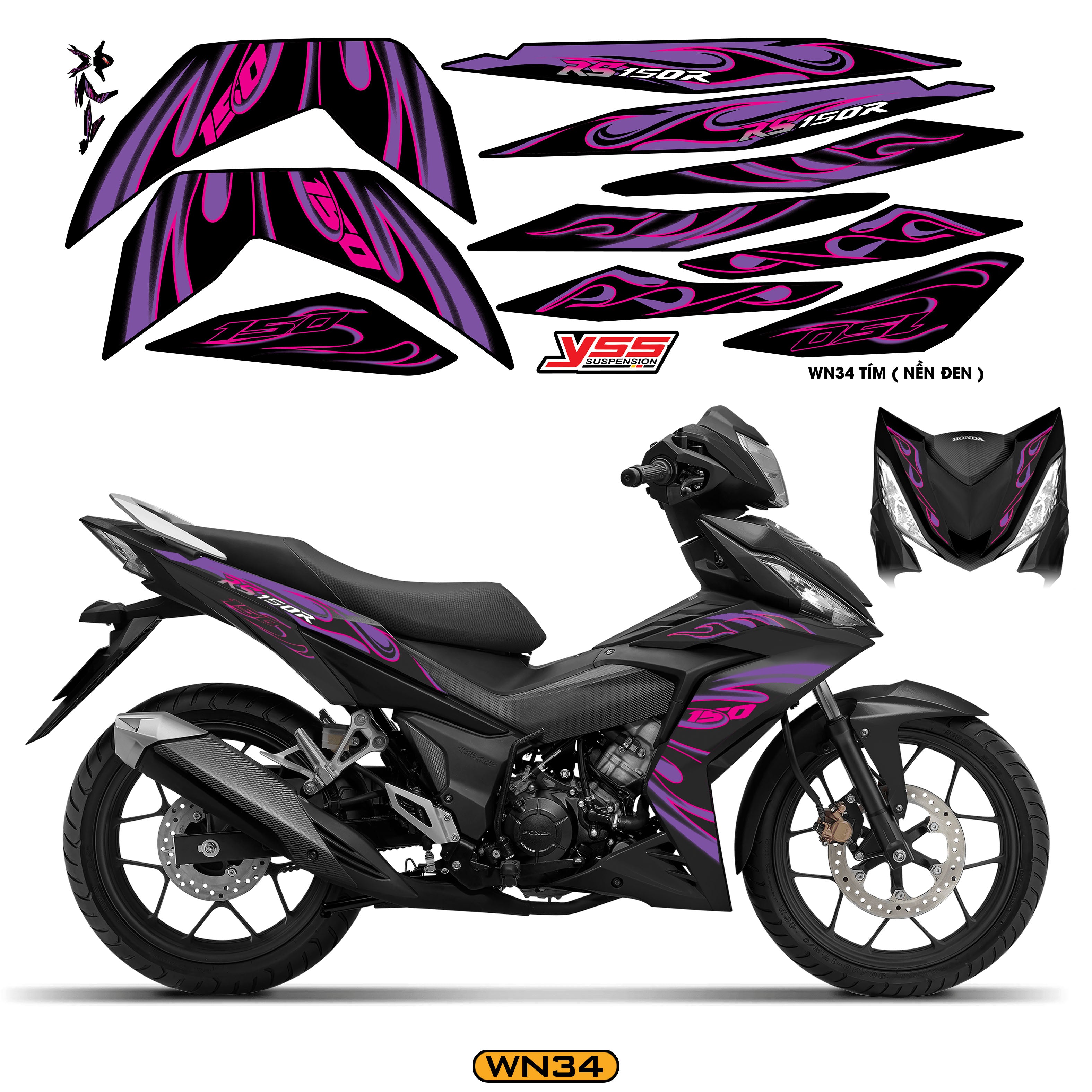 Tem Xe Winner 150 Thiết Kế Ngọn Lửa Cách Điệu màu tím