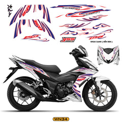 Tem Xe Winner 150 Thiết Kế Ngọn Lửa Cách Điệu màu xanh đỏ