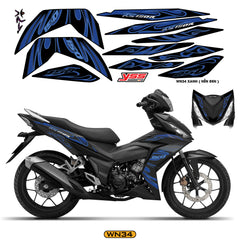 Tem Xe Winner 150 Thiết Kế Ngọn Lửa Cách Điệu màu xanh