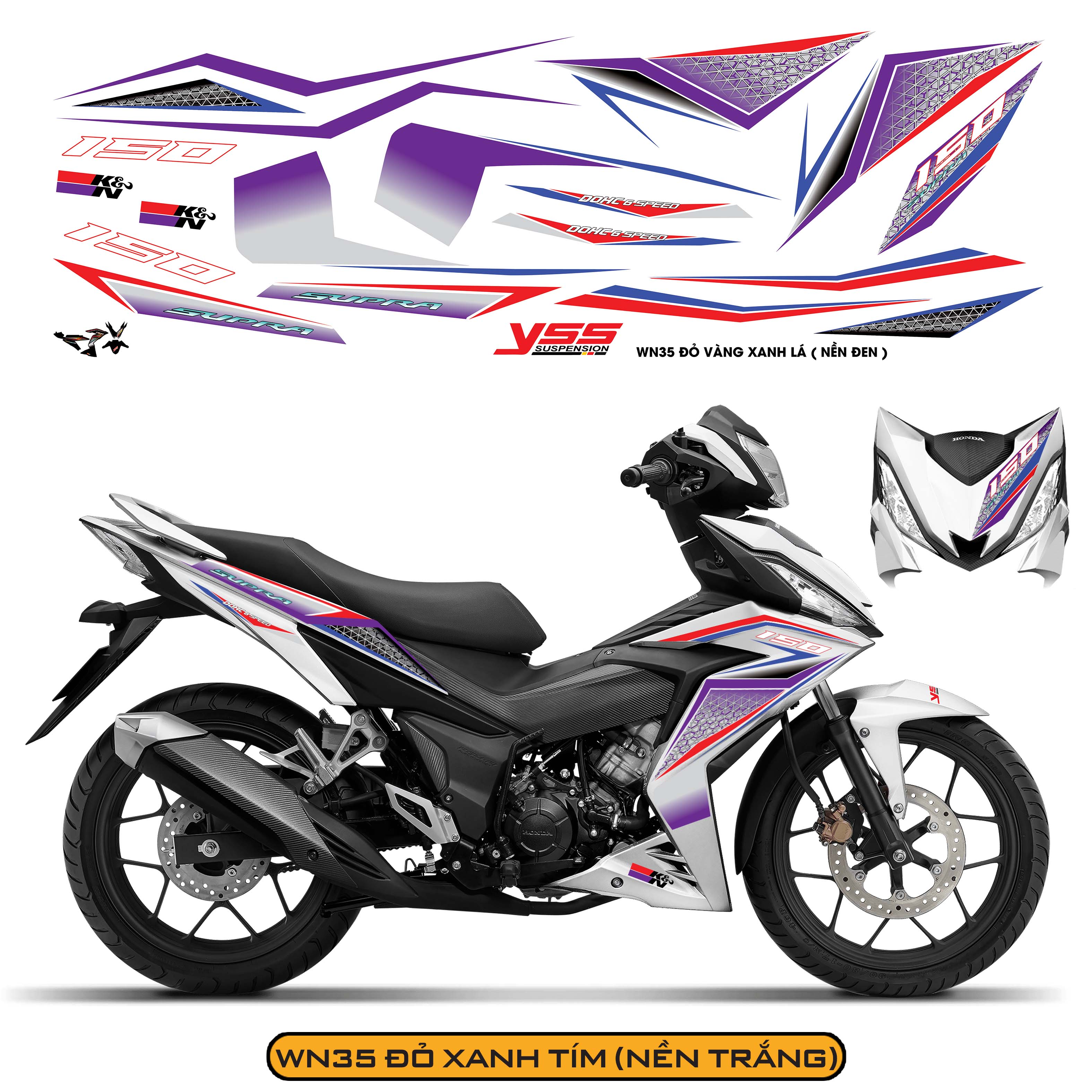 Tem Xe Winner 150 Thiết Kế Sáng Tạo màu xanh tím