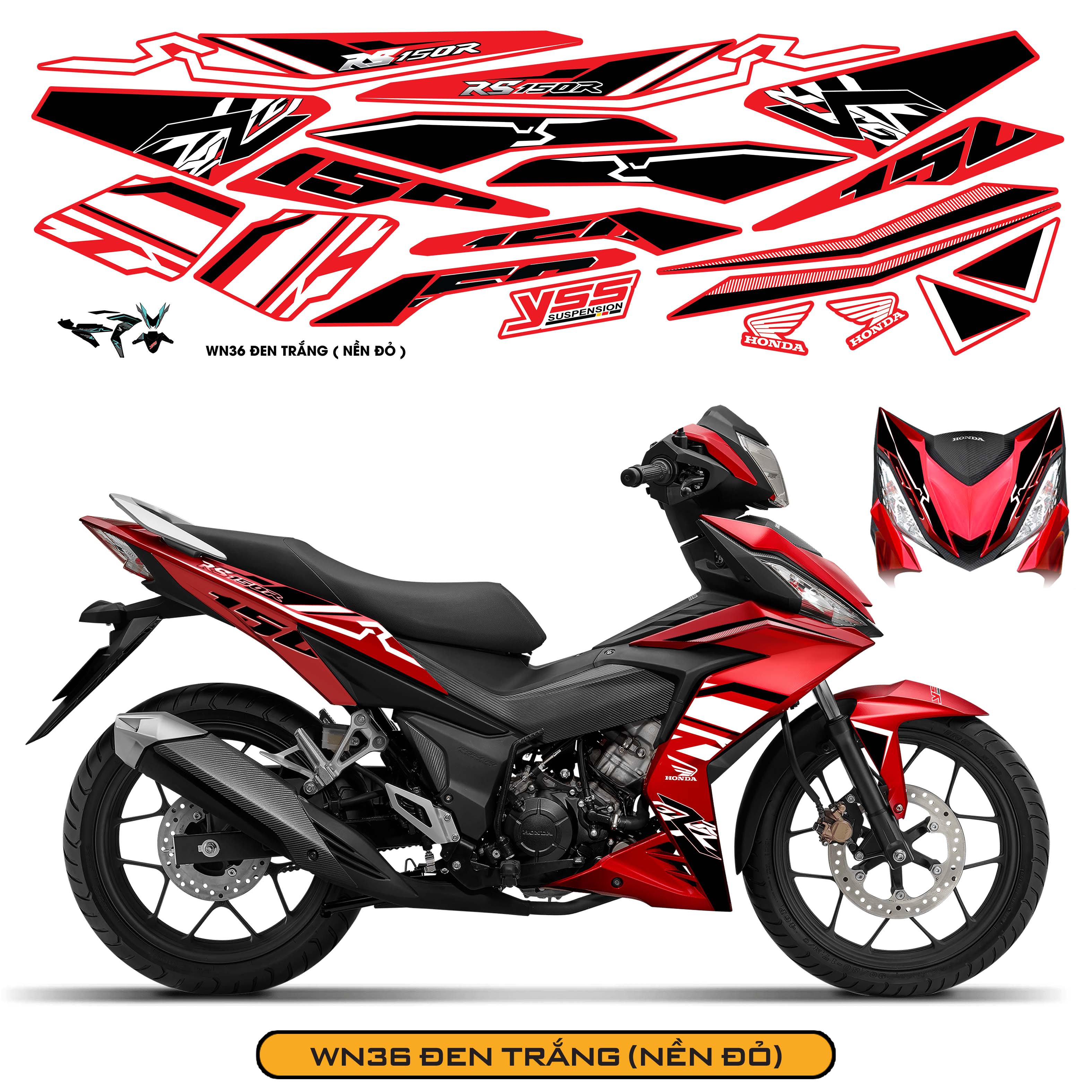 Tem Xe Winner 150 Thiết Kế Mạnh Mẽ màu đen trắng