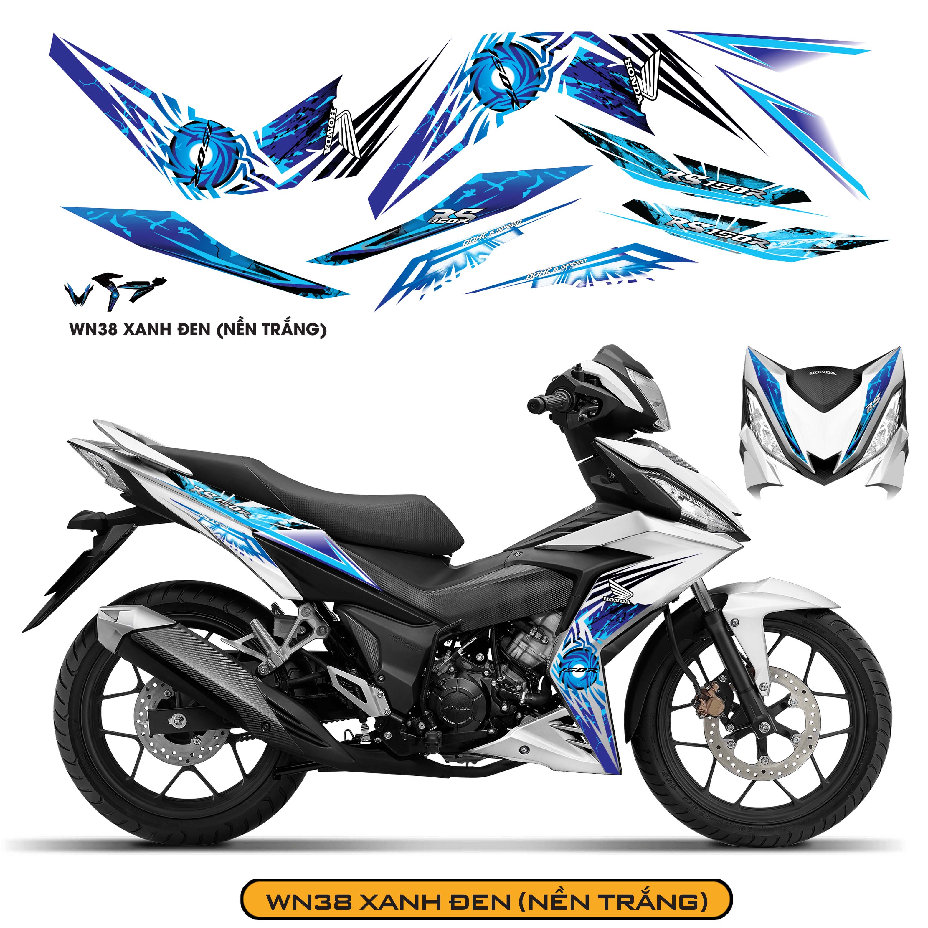 Tem Xe Winner 150 Mẫu RS150 màu xanh đen