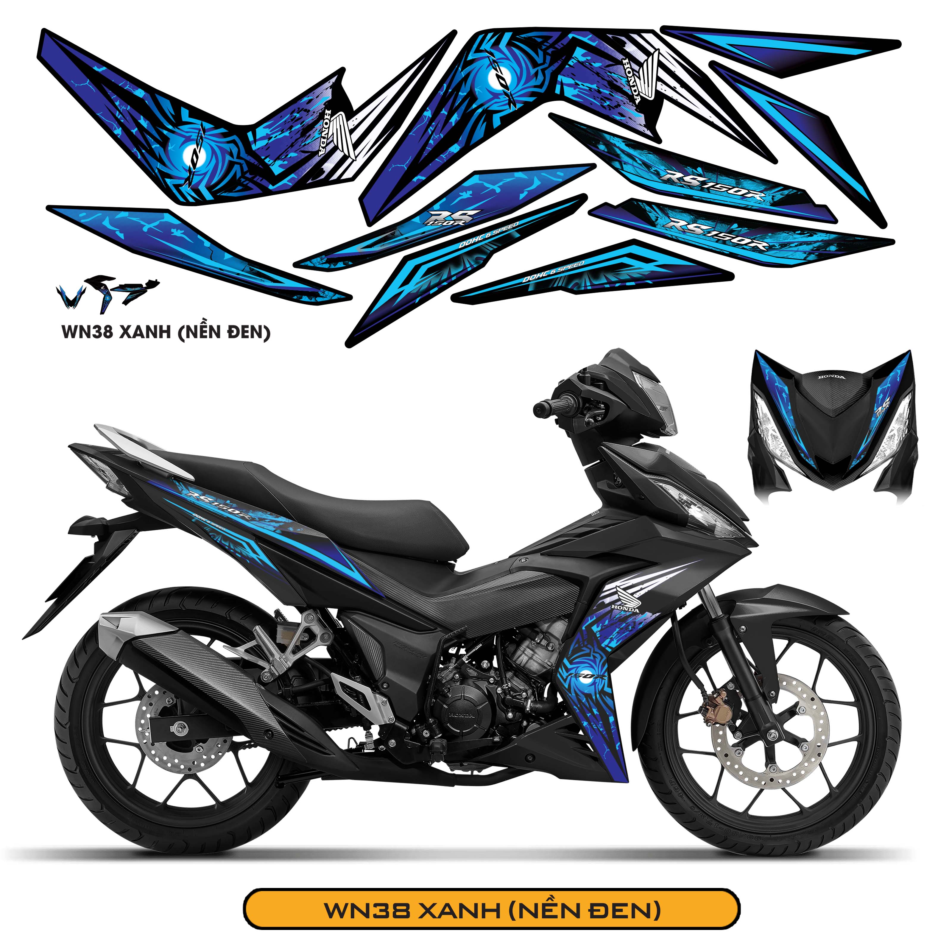 Tem Xe Winner 150 Mẫu RS150 màu xanh