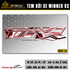 Tem xe Winner X v3 trắng đen (nền đỏ) mẫu RS150R