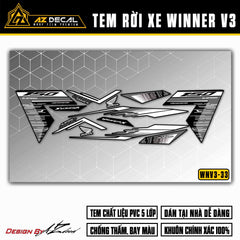 Chi tiết mẫu tem dán xe Winner X v3 đen trắng