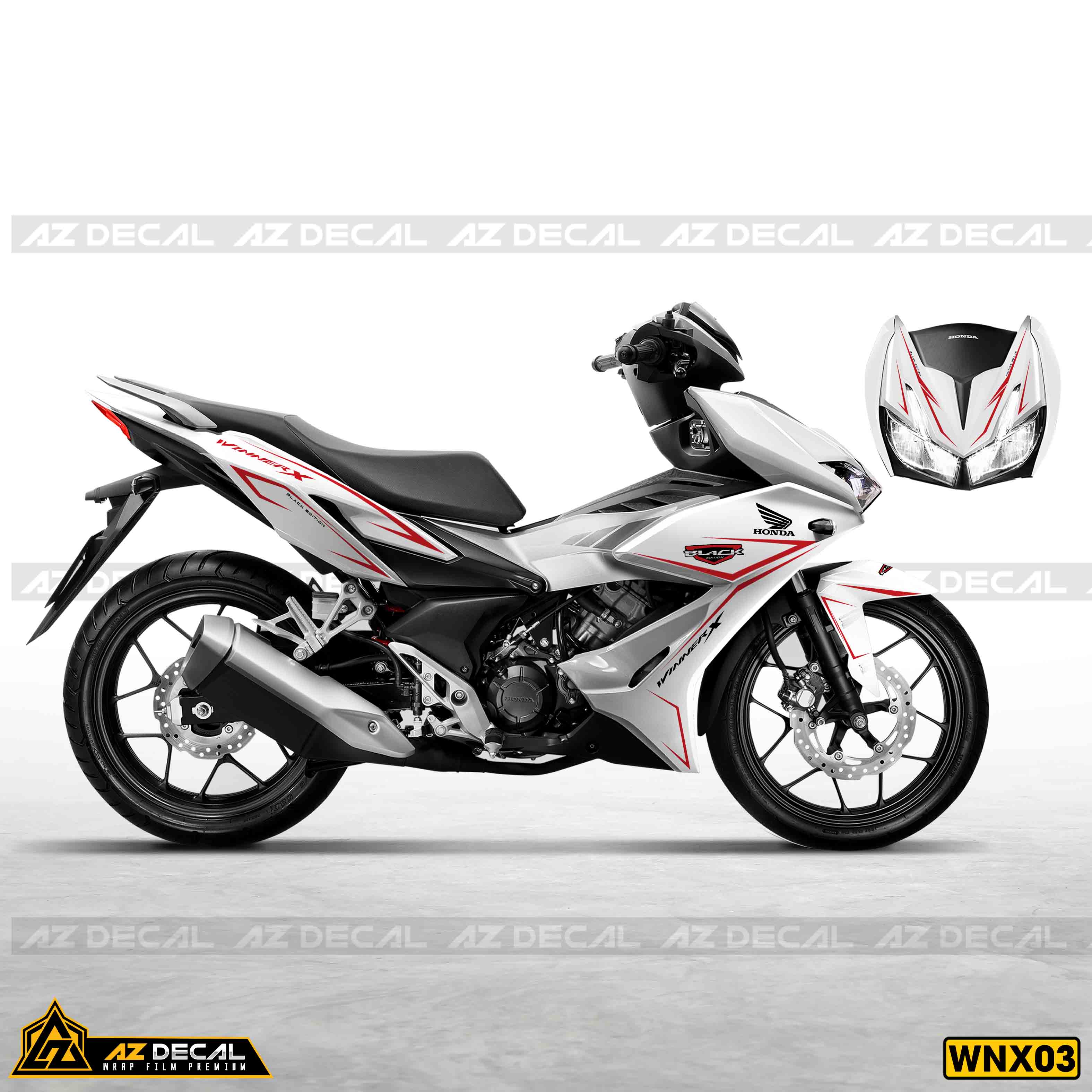 Tem xe Winner X Black Edition xe trắng