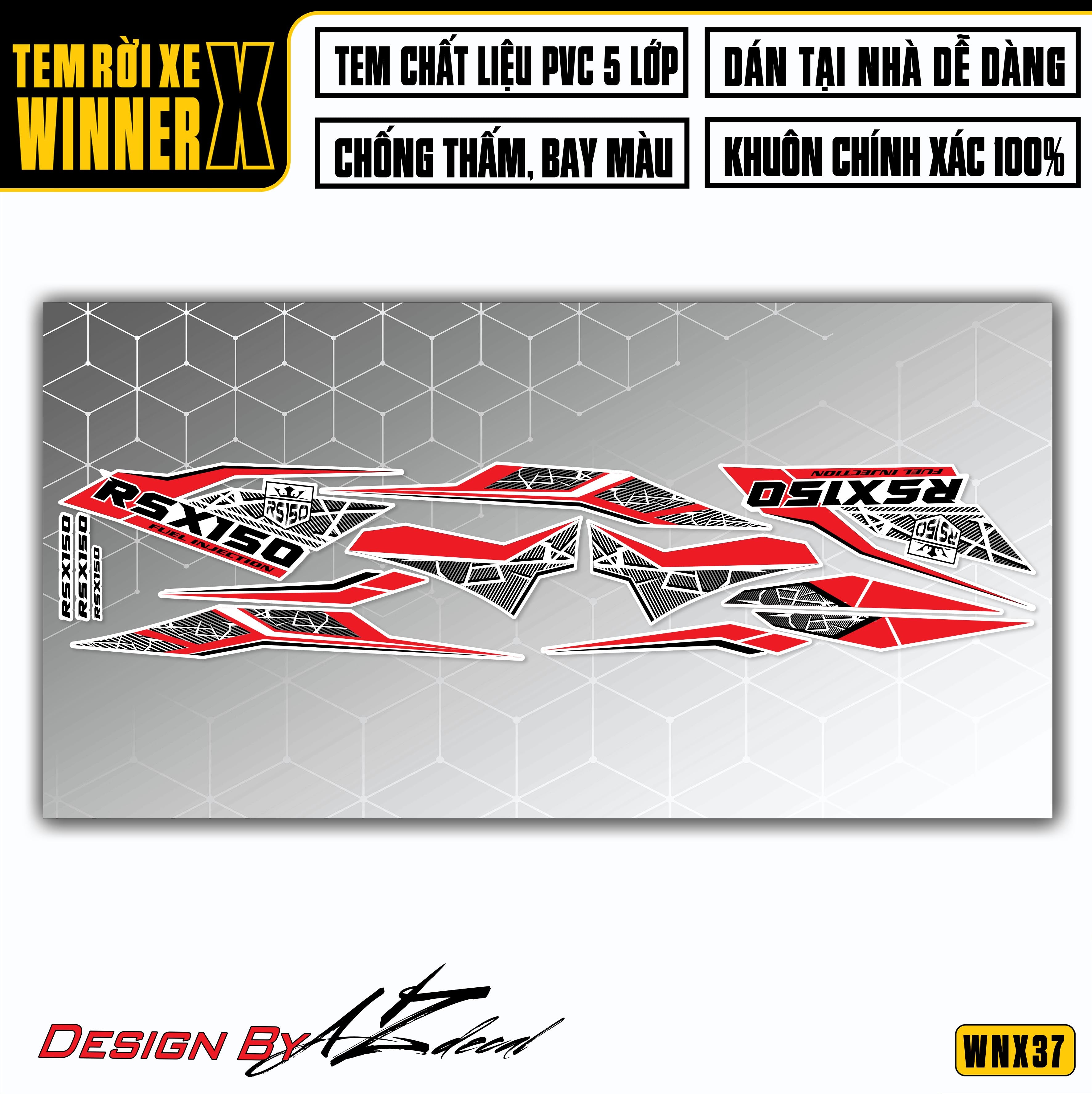 Chi tiết tem dán Winner X trằn chủ đề RSX150