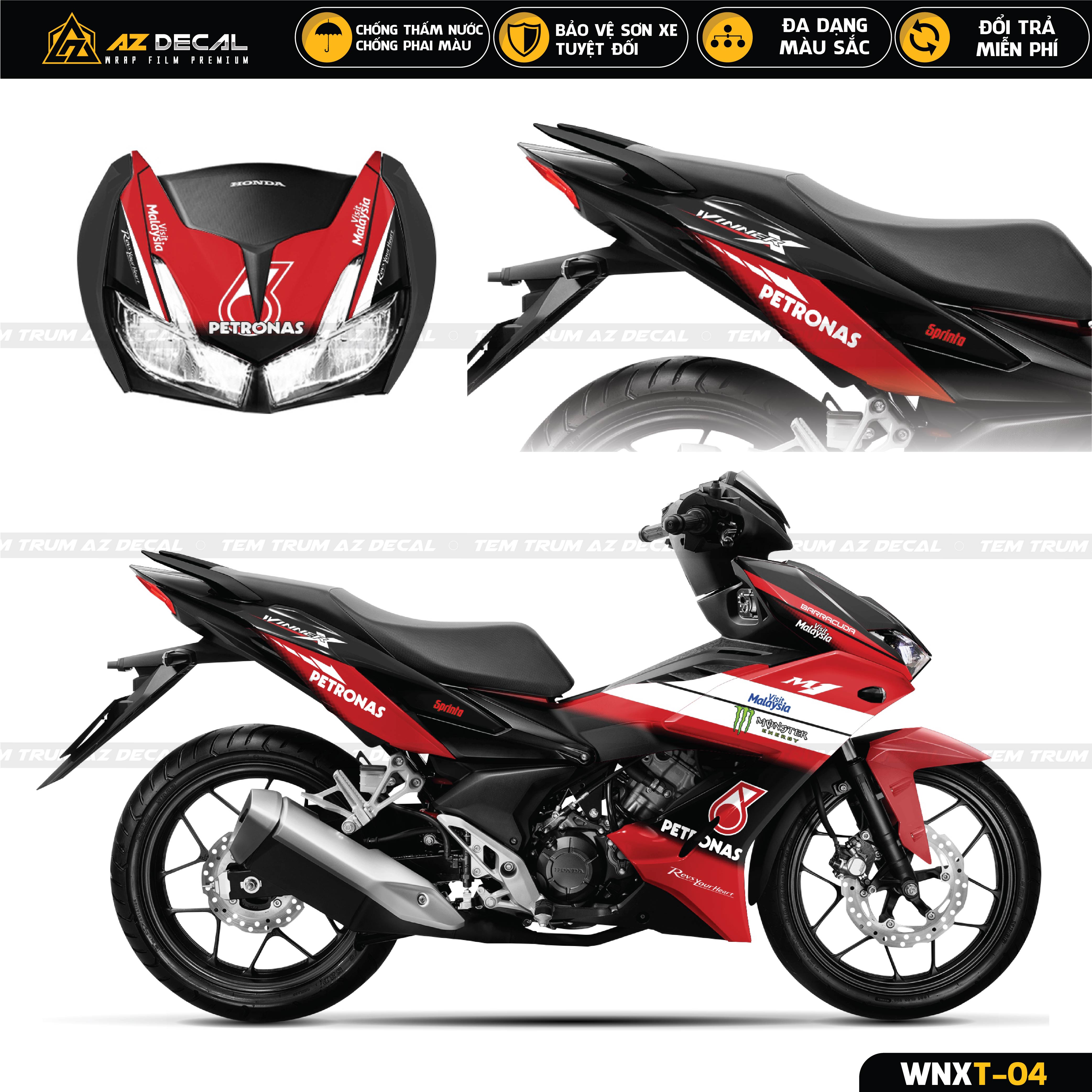 Tem trùm Winner X mẫu Petronas màu đỏ