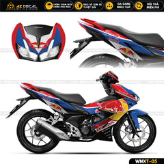 Decal dán trùm Winner X màu xanh dương đỏ phong cách Red Bull