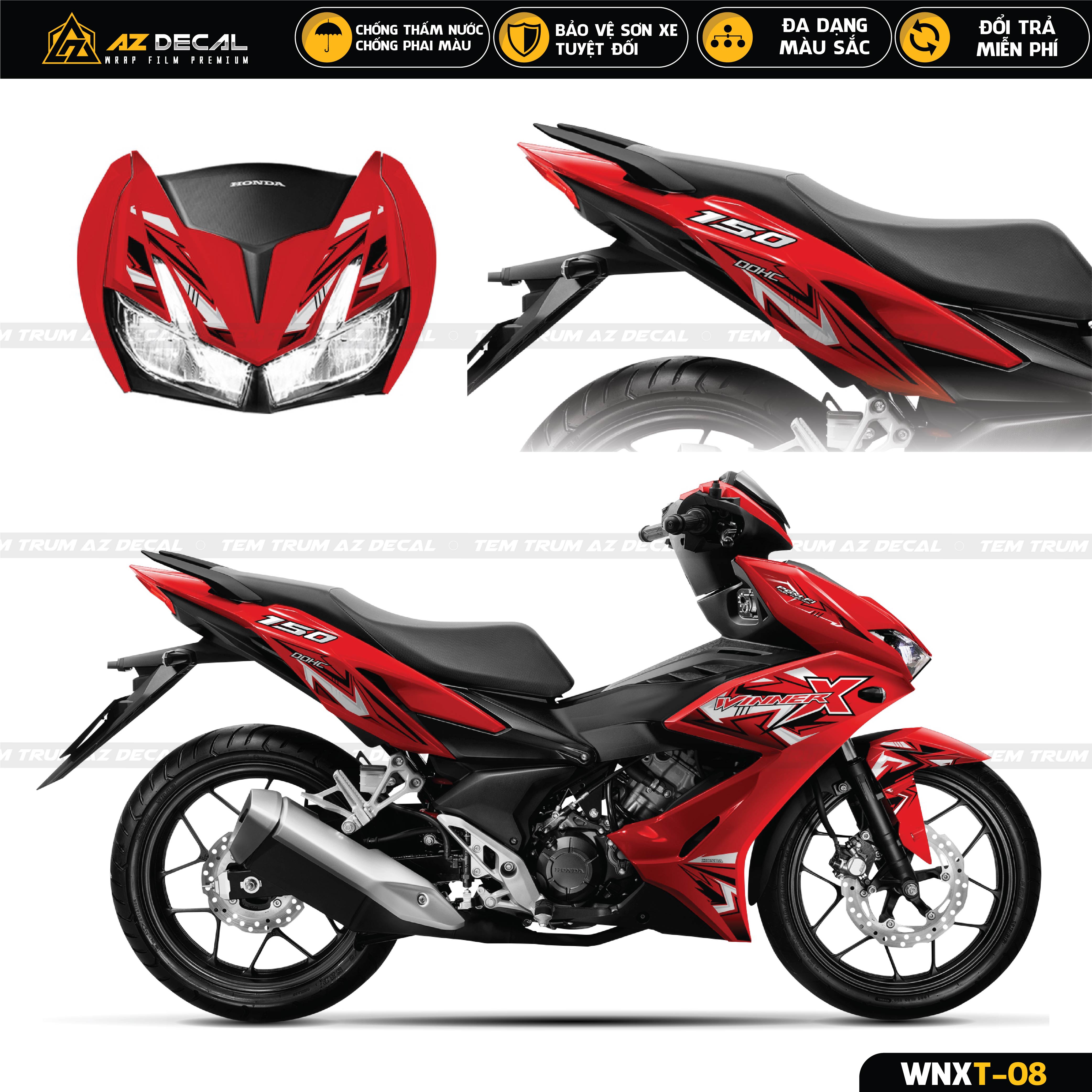 Decal dán trùm Winner X - Winner V2 màu đỏ