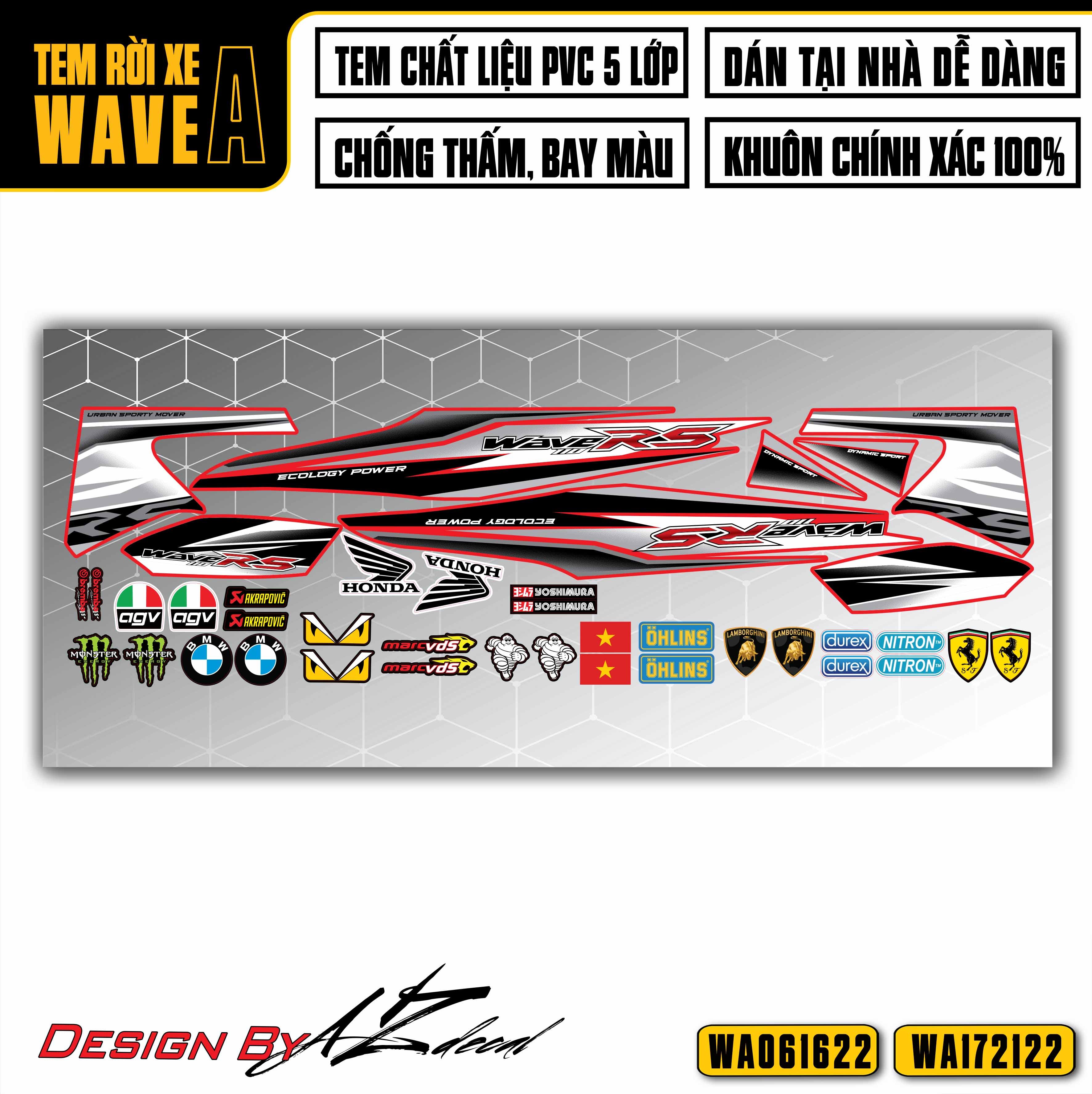 Tem Wave A xám đen (nền đỏ) mẫu RS100