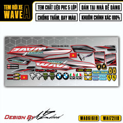 Decal xe Wave Alpha đẹp màu xàm trắng (nền đỏ)