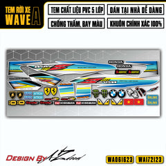 Tem xanh cam trắng dán xe Honda Wave Alpha 100 110