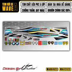 Chi tiết mẫu tem xe Wave A xanh đen vàng (nền trắng)