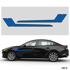 Tem sườn ô tô màu xanh thiết kế đơn giản dán sườn xe hơi đen