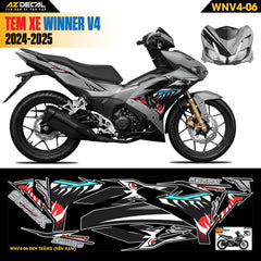 Tem Xe Winner V4 Mẫu WNV4-06 Đen Trắng